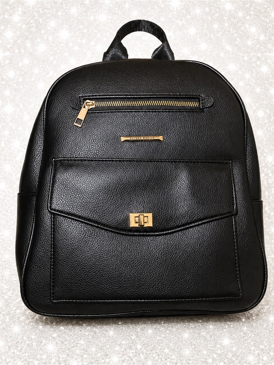 Alexis Bendel Handbags - Alexis Bendel Black Faux Leather Backpack with Gold Hardware NWT